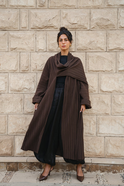 Draped pleated Cardigan - Brown