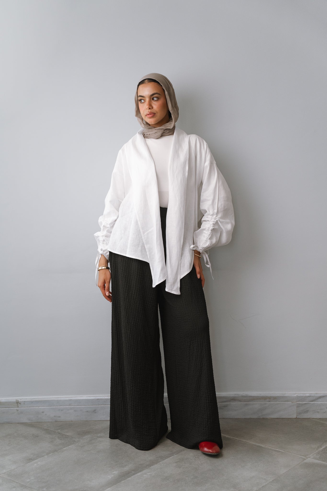 Flow Linen wide-leg pants-Black