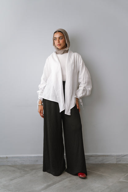 Flow Linen wide-leg pants-Black