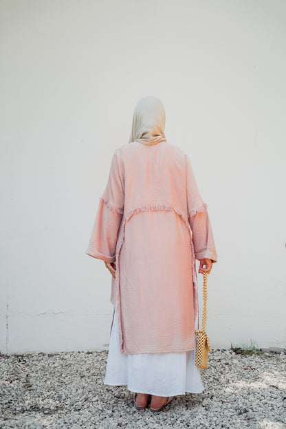 Flowy tassel cardigan ( blush pink)