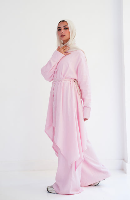 Linen asymmetrical set (pink)