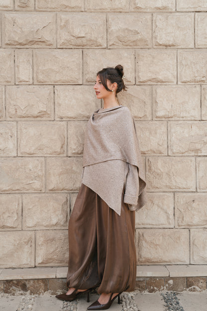 Studded Shawl Top-Coffe