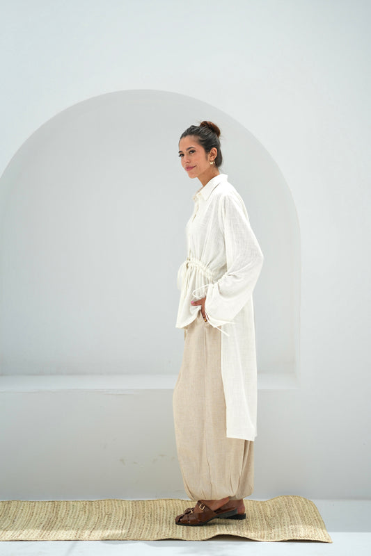 Gather Shirt-White