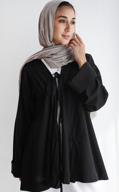 Linen pleats cardigan( Black)