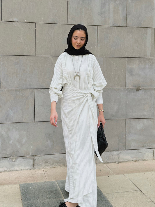 Coral Shirt Dress-white