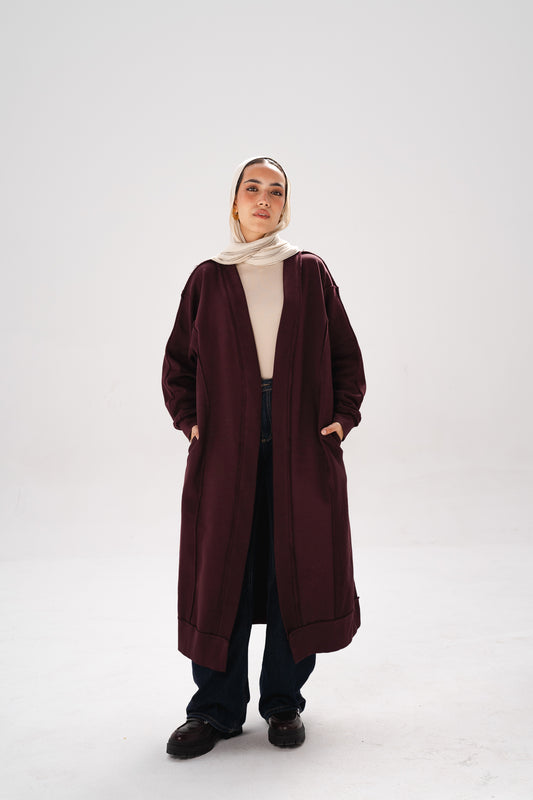 The oversized cardigan-burgundy