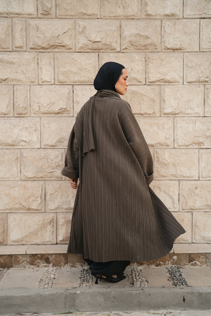 Draped pleated Cardigan -Olive