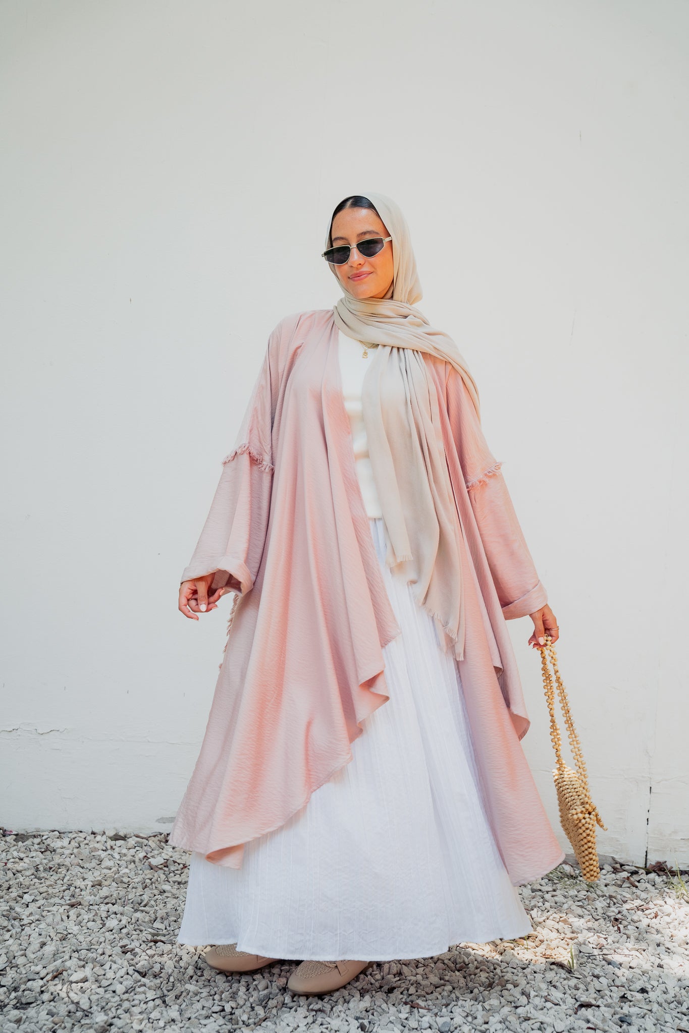 Flowy tassel cardigan ( blush pink)