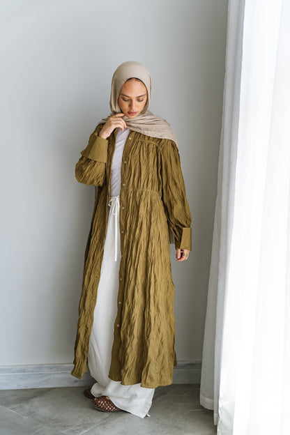 Crushed shirt-Mustard Olive
