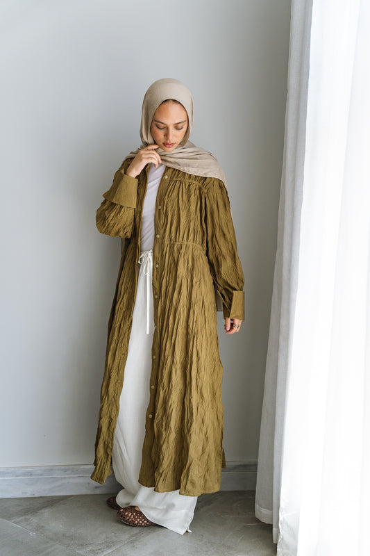 Crushed shirt-Mustard Olive