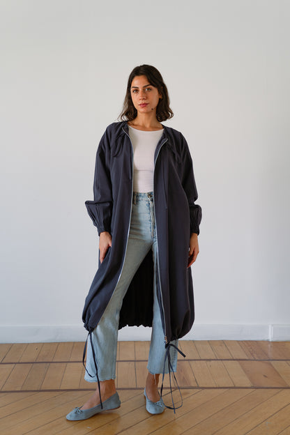 Drawstring Balloon Jacket-Smoke Grey