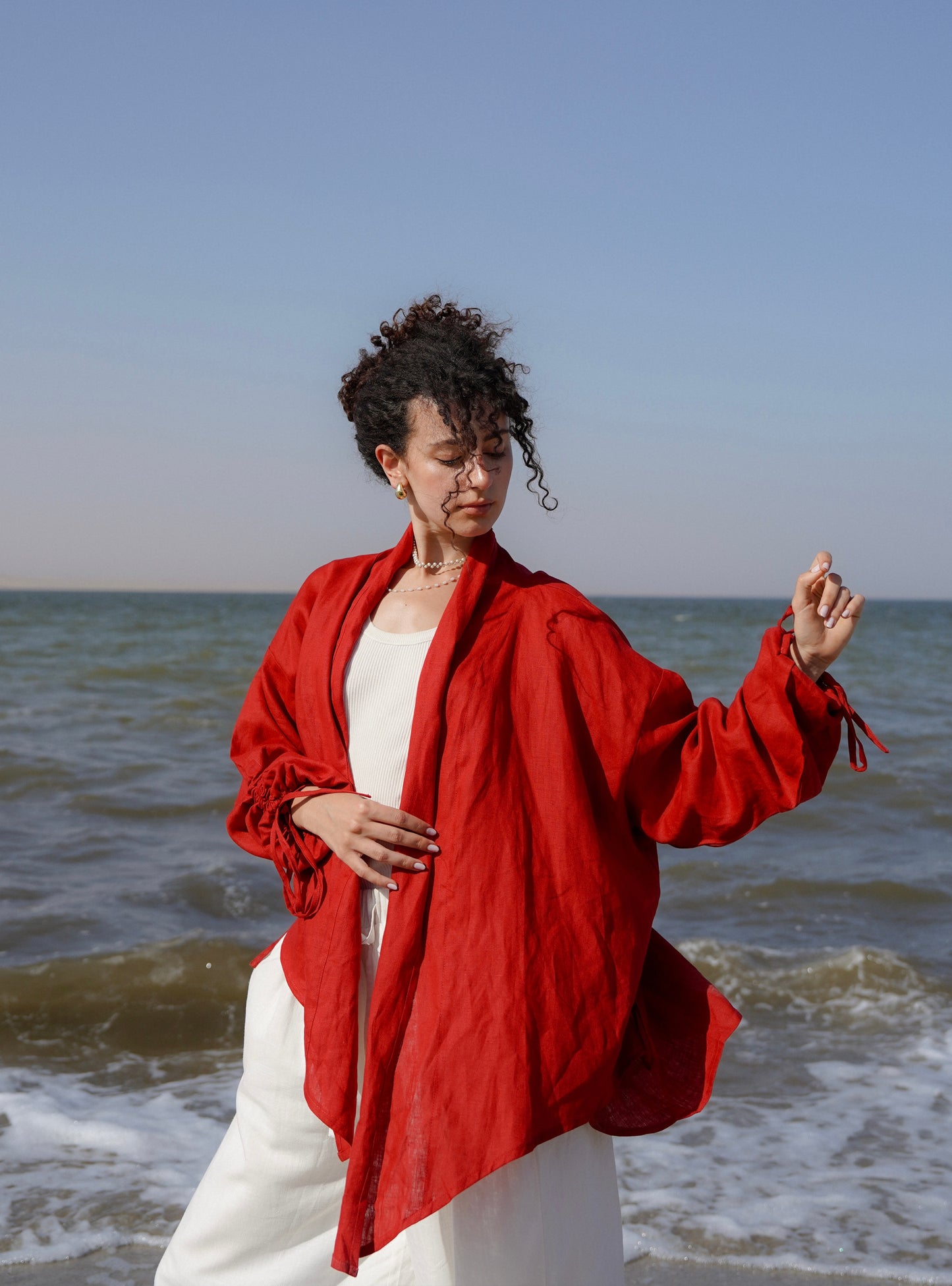 Pearl Cardigan-Red