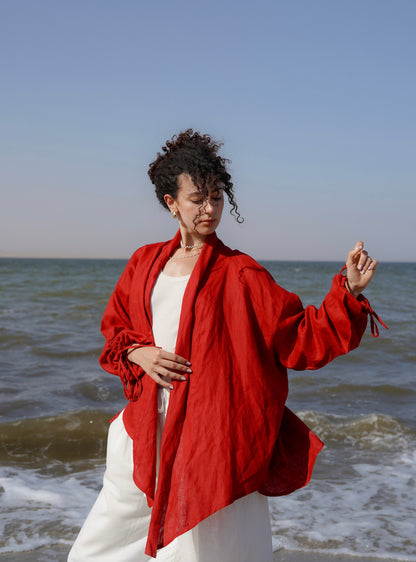 Pearl Cardigan-Red