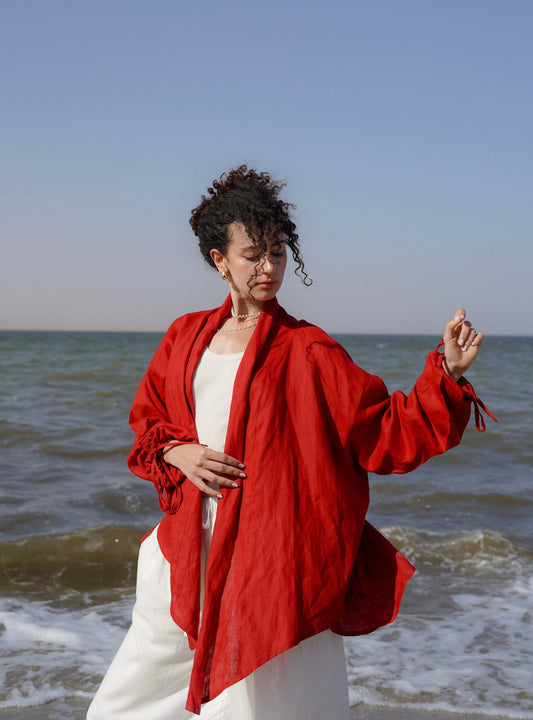 Pearl Cardigan-Red