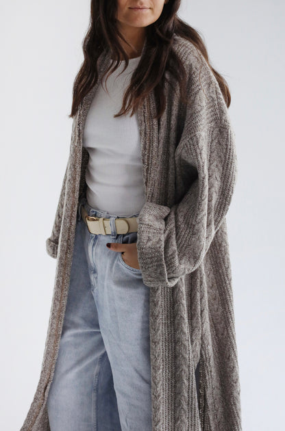 Knit Duster Cardigan-Beige