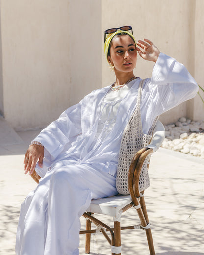 Linen pleats cardigan ( white)