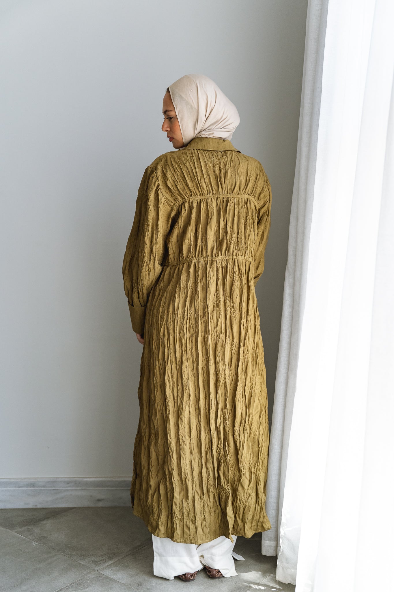 Crushed shirt-Mustard Olive