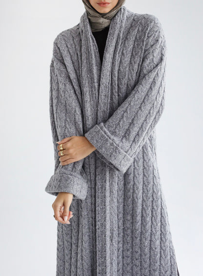 Knit Duster Cardigan-Grey