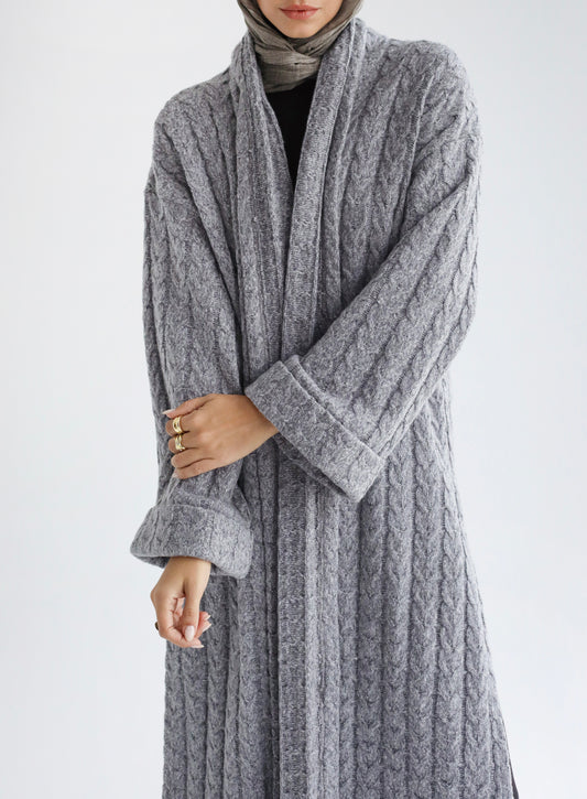 Knit Duster Cardigan-Grey