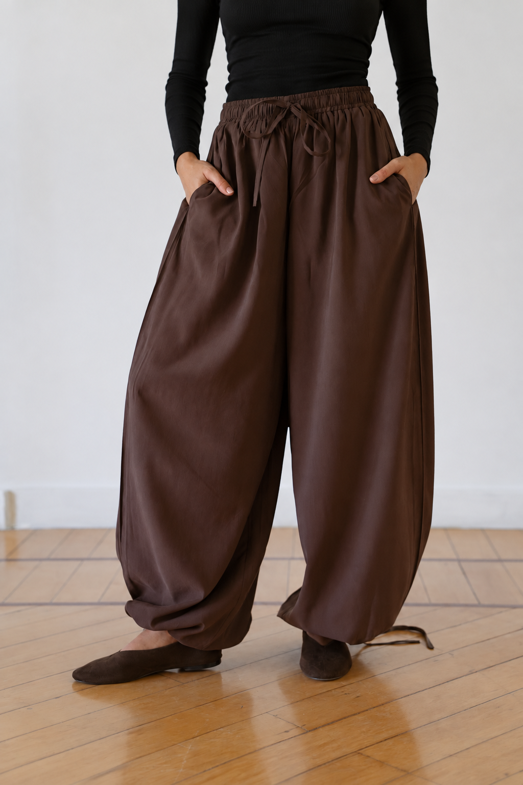 Flowy Balloon pants-Brown