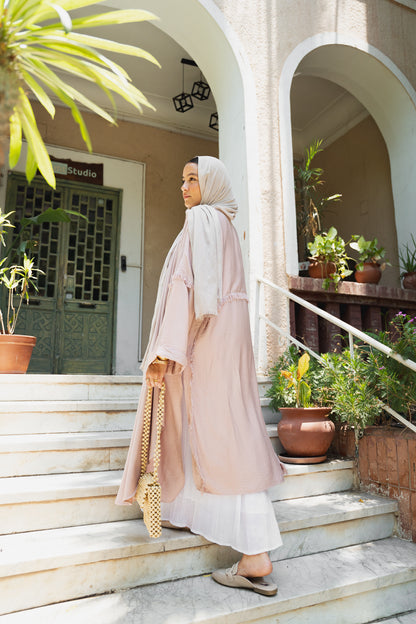Flowy tassel cardigan ( blush pink)