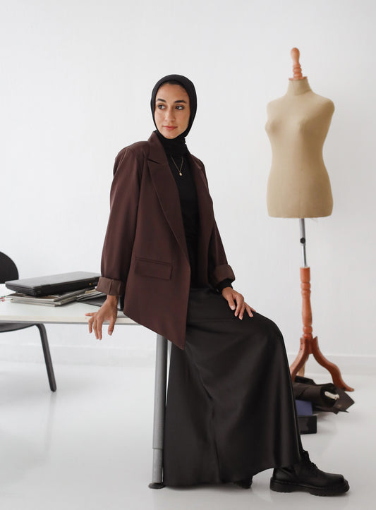 Asymmetrical Blazer - Brown