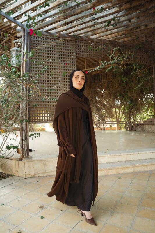 Flow Wrap Cardigan-Brown