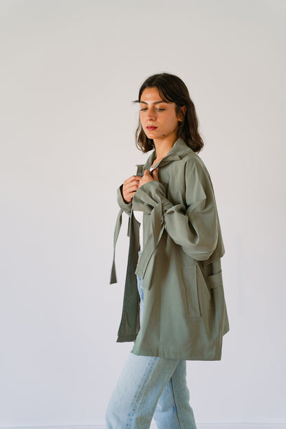 Minimal zip jacket-Sage