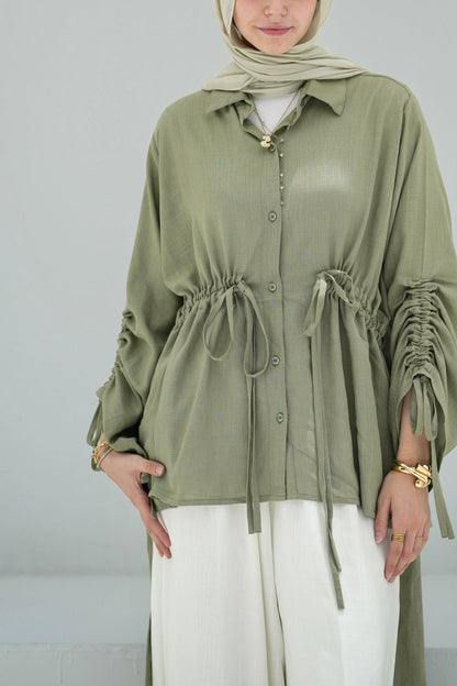 Gather Shirt-Olive