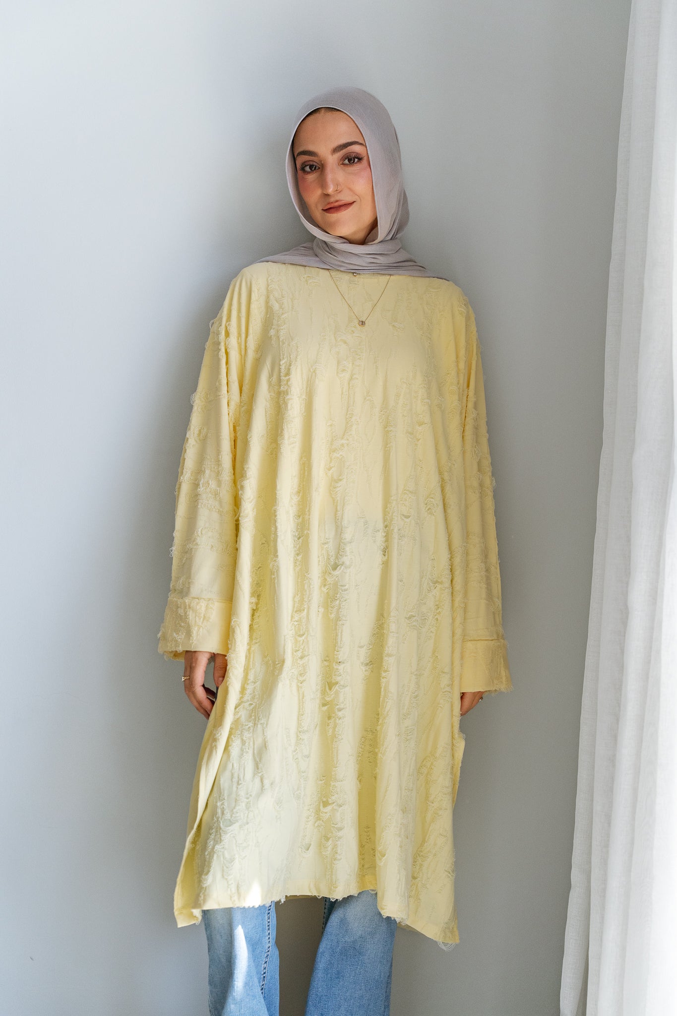 Textured Flow Top-Yellow