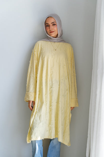 Textured Flow Top-Yellow