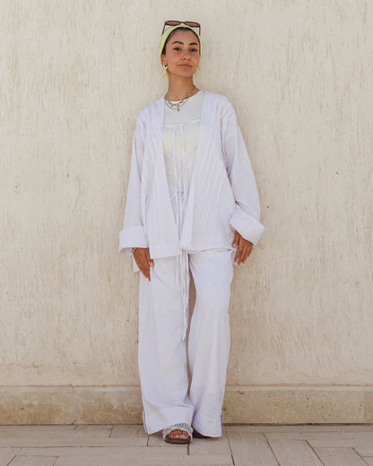 Linen pleats cardigan ( white)