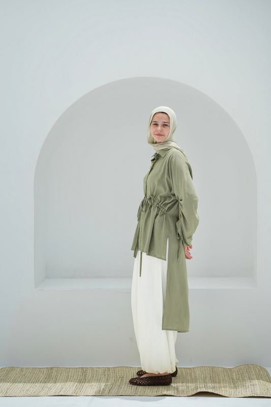 Gather Shirt-Olive