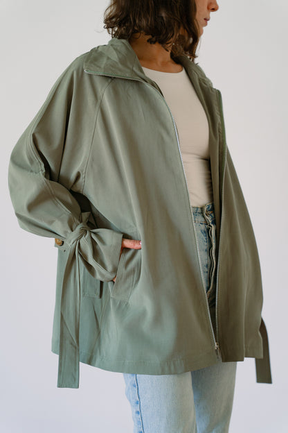 Minimal zip jacket-Sage