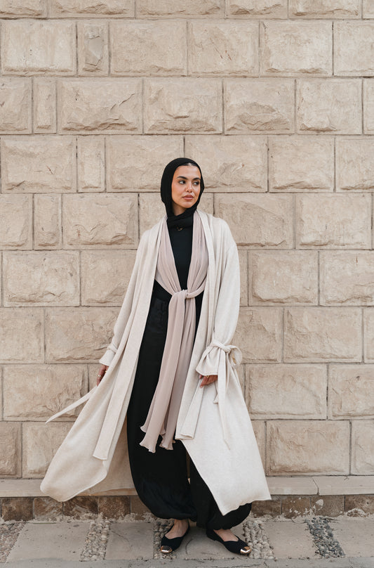 Flow Wrap Cardigan-Beige
