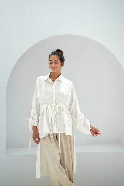 Gather Shirt-White