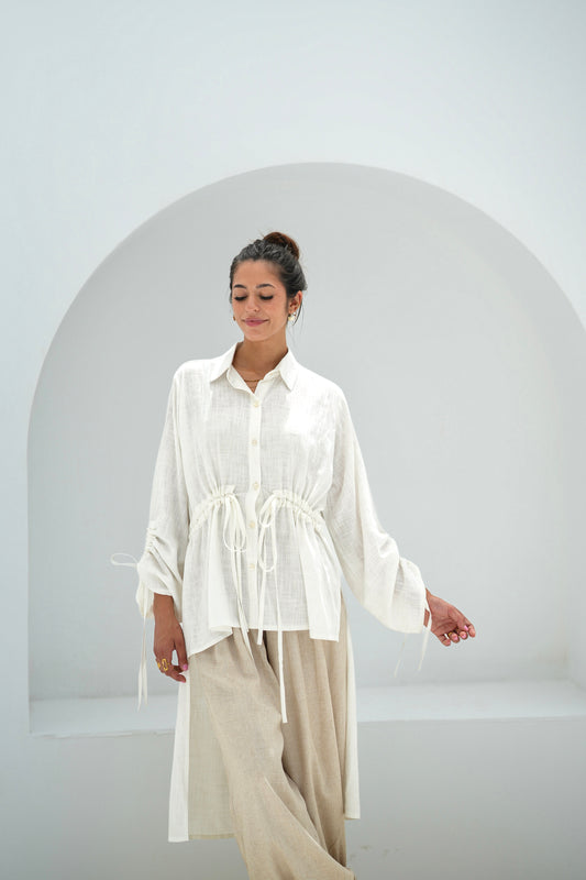 Gather Shirt-White