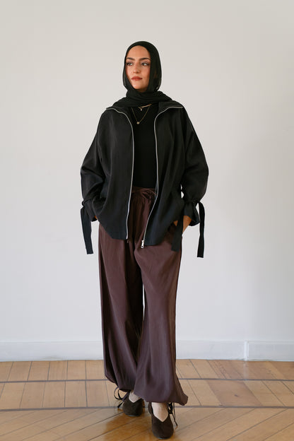 Minimal zip jacket-Black