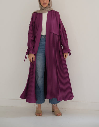 Soft pleated cardigan ( magenta )