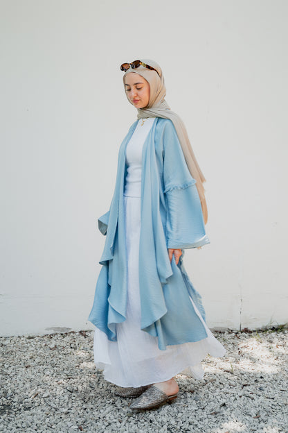 Flowy tassel cardigan ( pale blue)