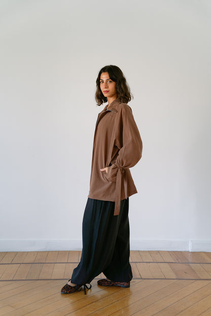 Minimal zip jacket - mocha Brown