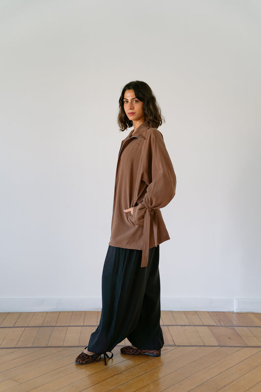 Minimal zip jacket - mocha Brown