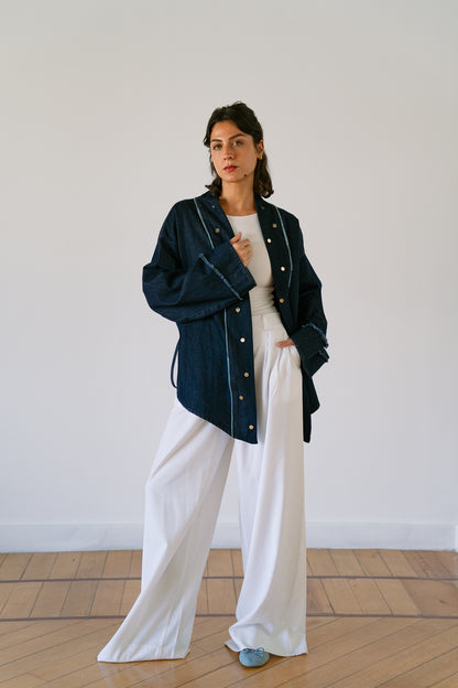 Denim Drawstring cardigan