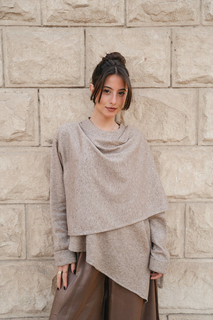 Studded Shawl Top-Coffe