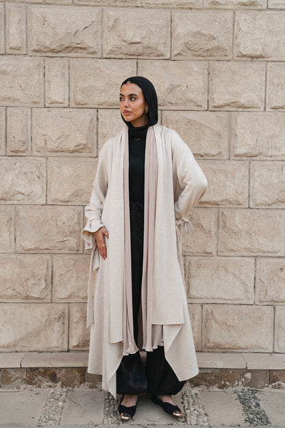 Flow Wrap Cardigan-Beige