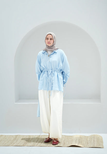 Gather shirt- Sky blue