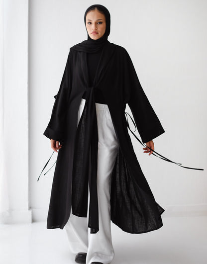 Linen kont cardigan ( black)