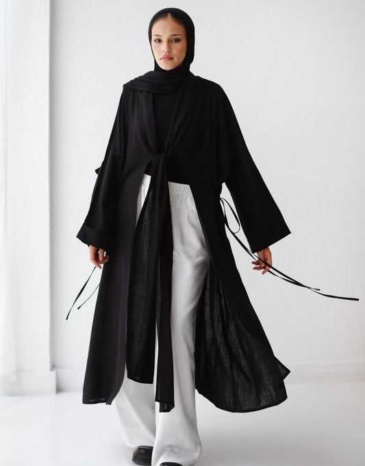 Linen kont cardigan ( black)