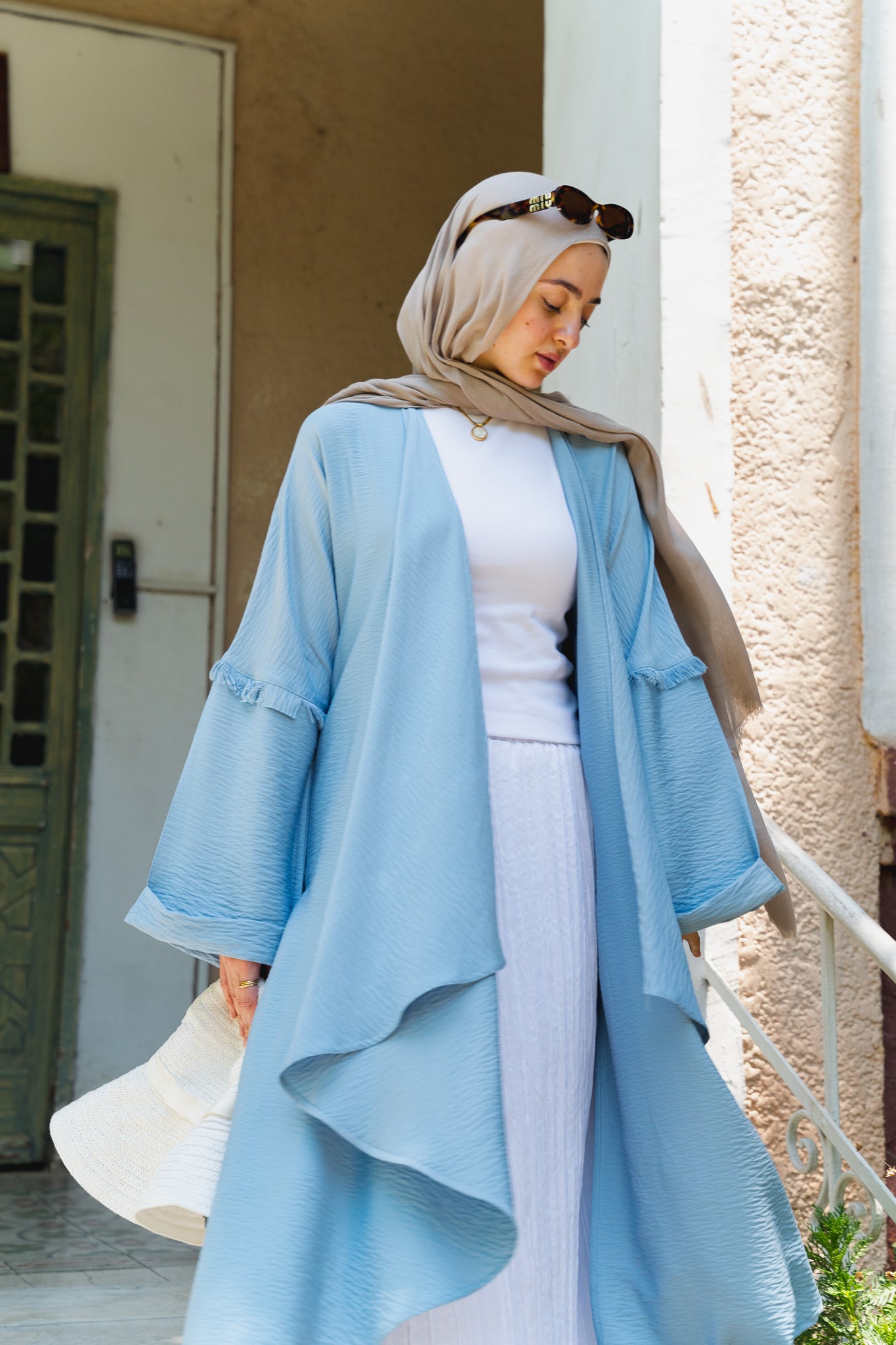 Flowy tassel cardigan ( pale blue)