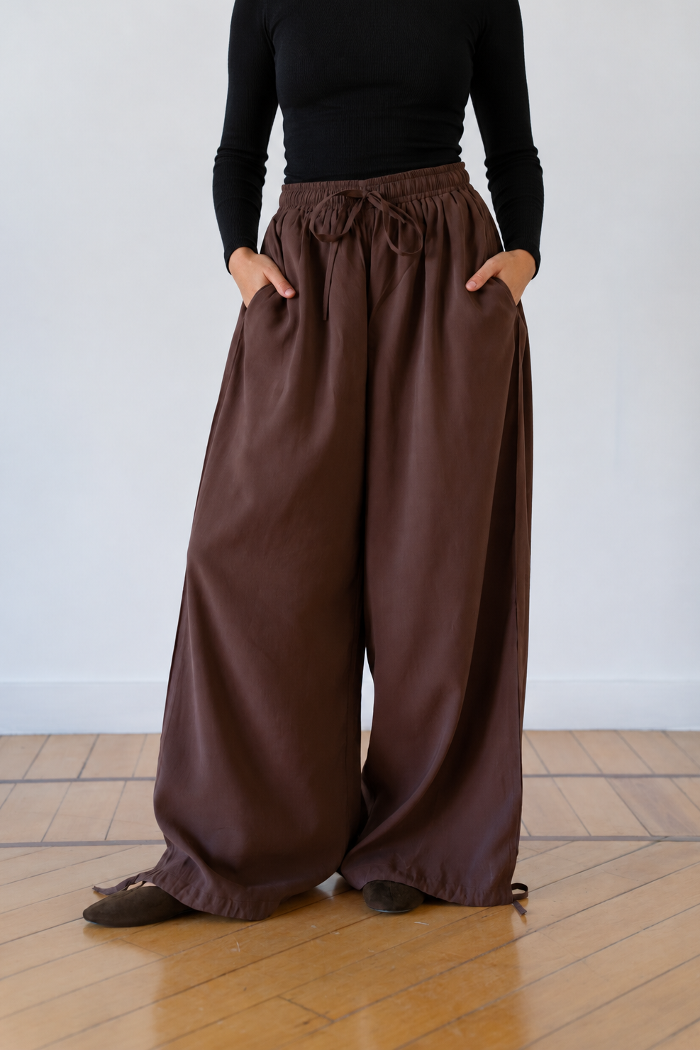 Flowy Balloon pants-Brown